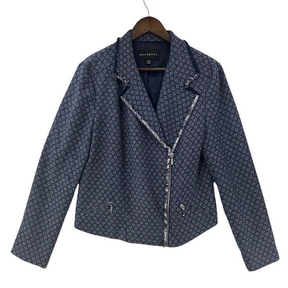 Metaphor Jackets & Blazers - Metaphor Assymetrical Zip Up Raw Hemline 2 Zipper Front Pockets XL Pre-Owned